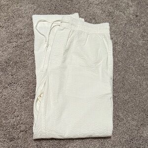 White Textured Pants